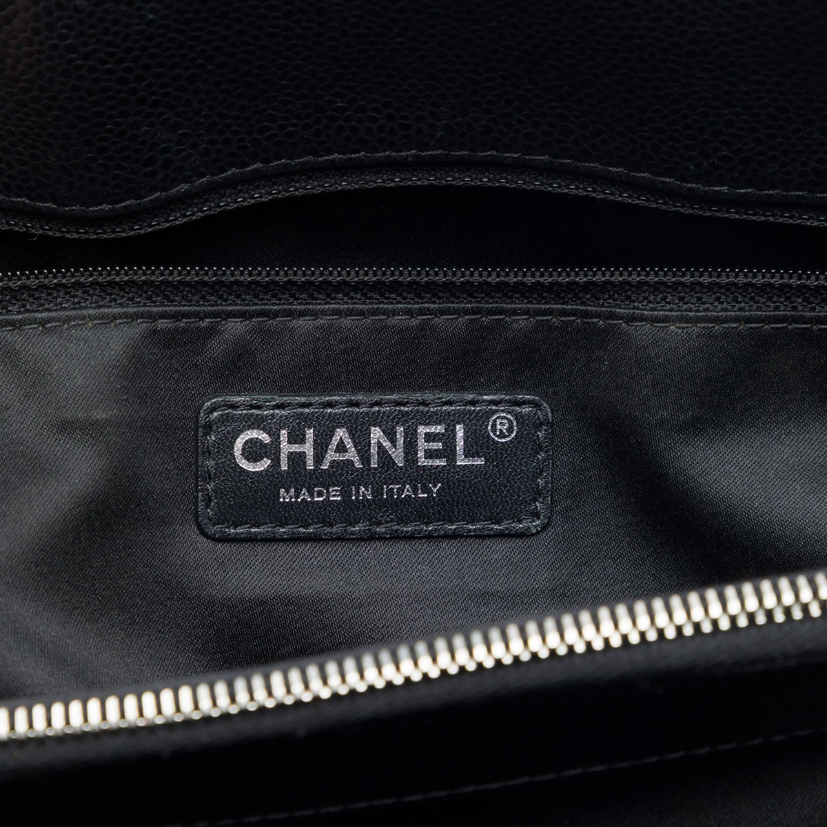 Second hand Chanel GST Quilted Caviar Leather Shopper Bag Black - Tabita Bags