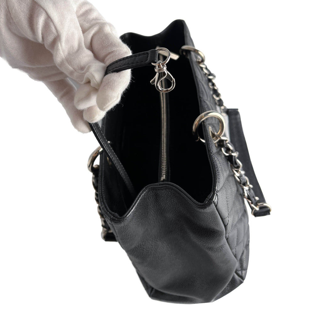 Second hand Chanel GST Quilted Caviar Leather Shopper Bag Black - Tabita Bags