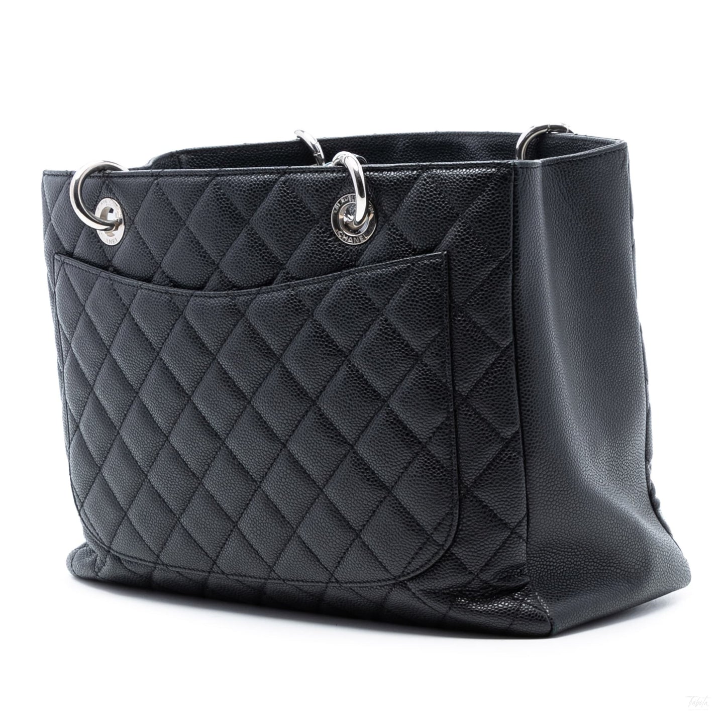 Second hand Chanel GST Quilted Caviar Leather Shopper Bag Black - Tabita Bags