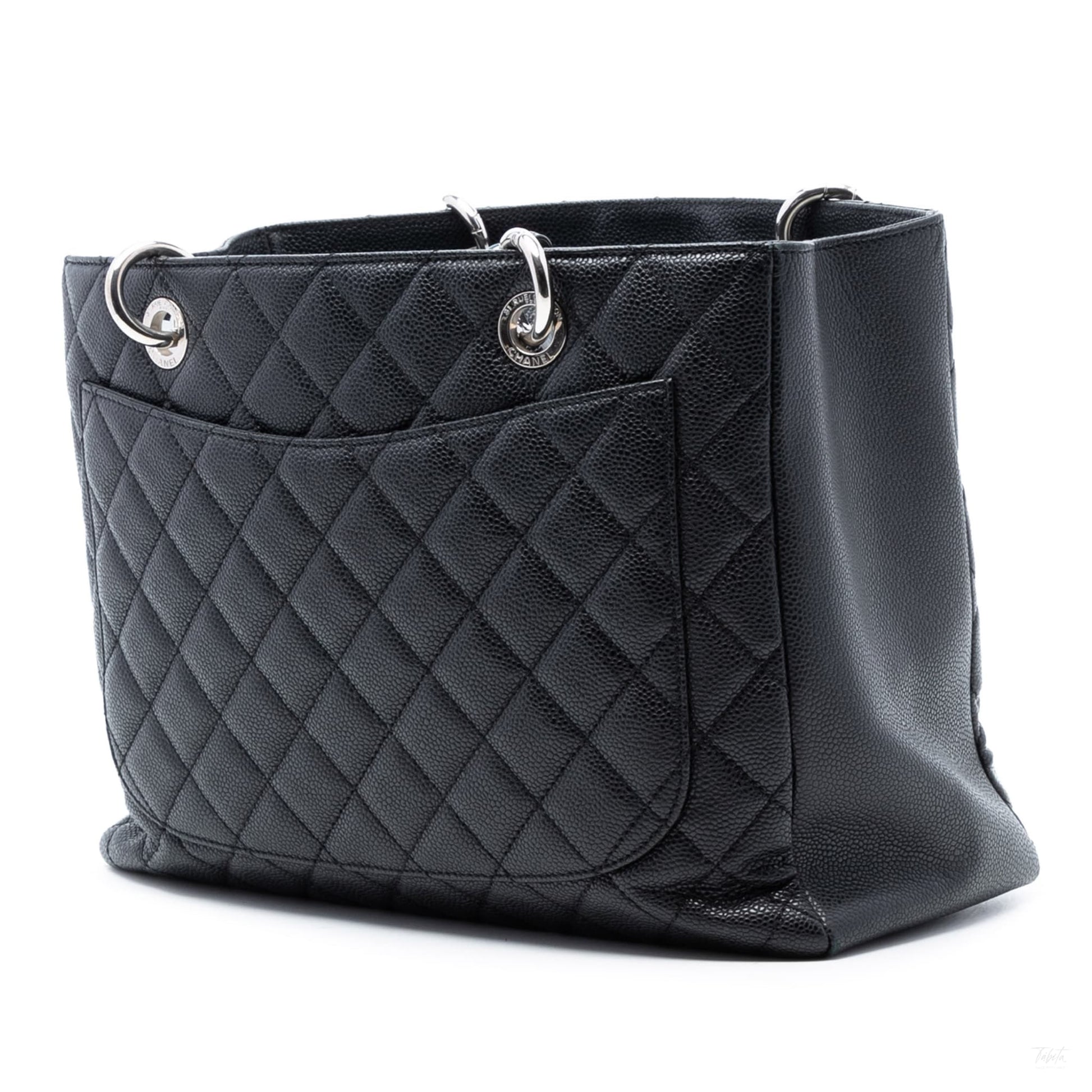 Second hand Chanel GST Quilted Caviar Leather Shopper Bag Black - Tabita Bags