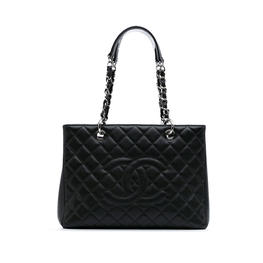Second hand Chanel GST Quilted Caviar Leather Shopper Bag Black - Tabita Bags