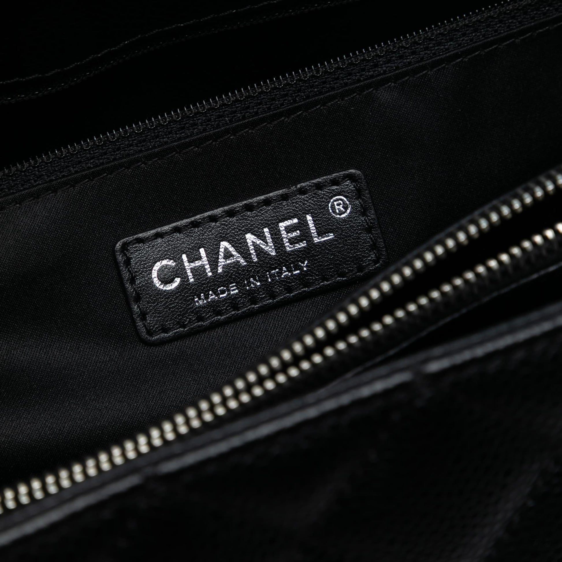 Second hand Chanel GST Quilted Caviar Leather Shopper Bag Black - Tabita Bags