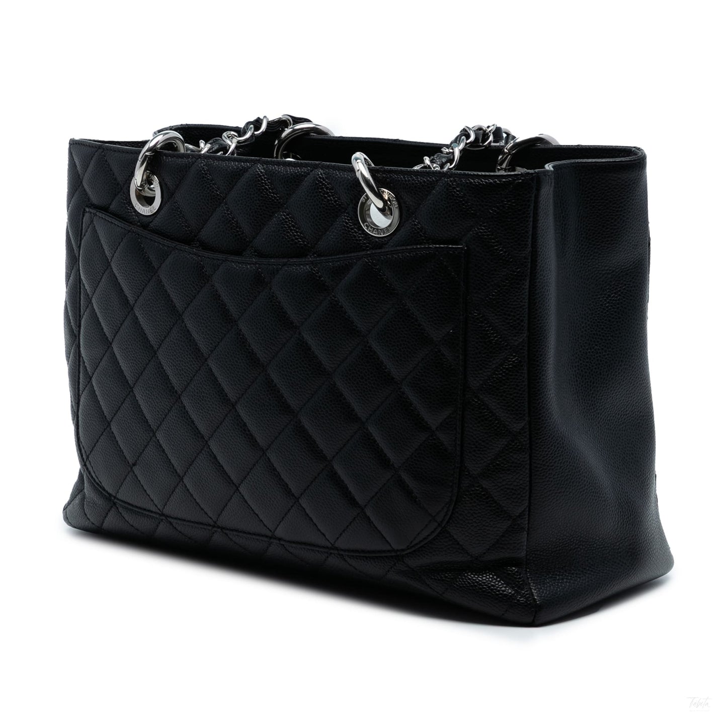 Second hand Chanel GST Quilted Caviar Leather Shopper Bag Black - Tabita Bags