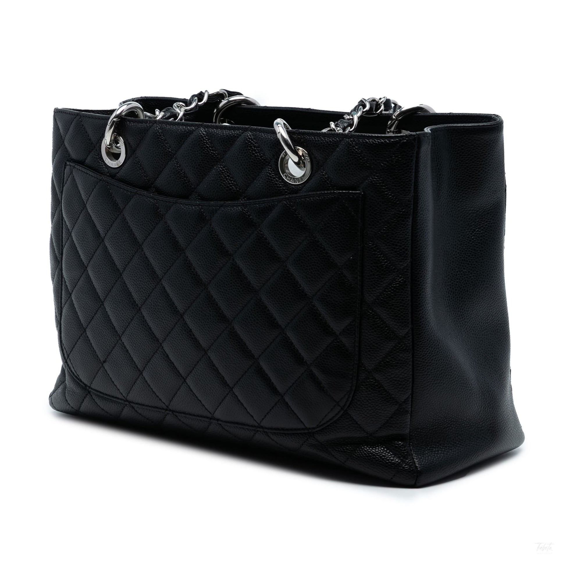 Second hand Chanel GST Quilted Caviar Leather Shopper Bag Black - Tabita Bags