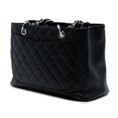 Second hand Chanel GST Quilted Caviar Leather Shopper Bag Black - Tabita Bags