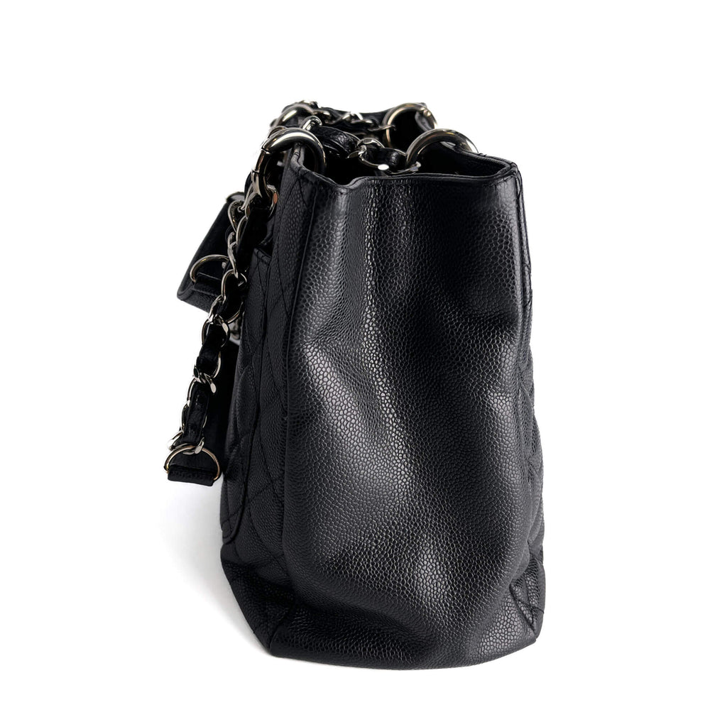 Second hand Chanel GST Quilted Caviar Leather Shopper Bag Black - Tabita Bags