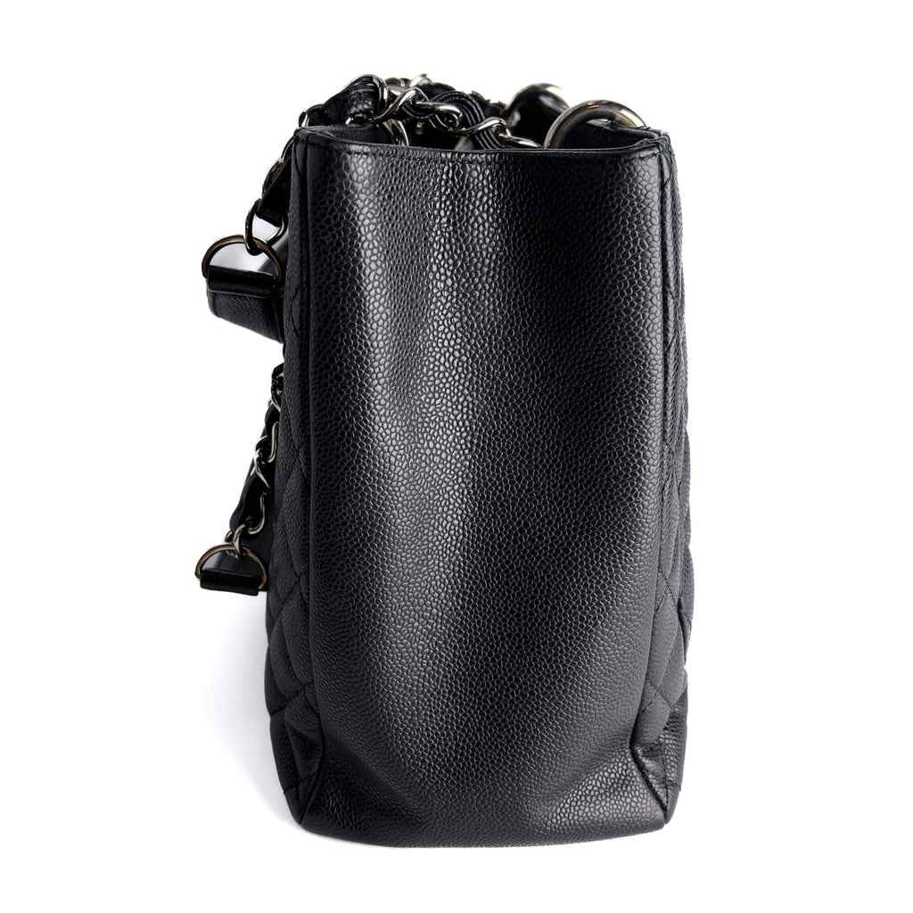 Second hand Chanel GST Quilted Caviar Leather Shopper Bag Black - Tabita Bags