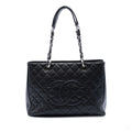 Second hand Chanel GST Quilted Caviar Leather Shopper Bag Black - Tabita Bags