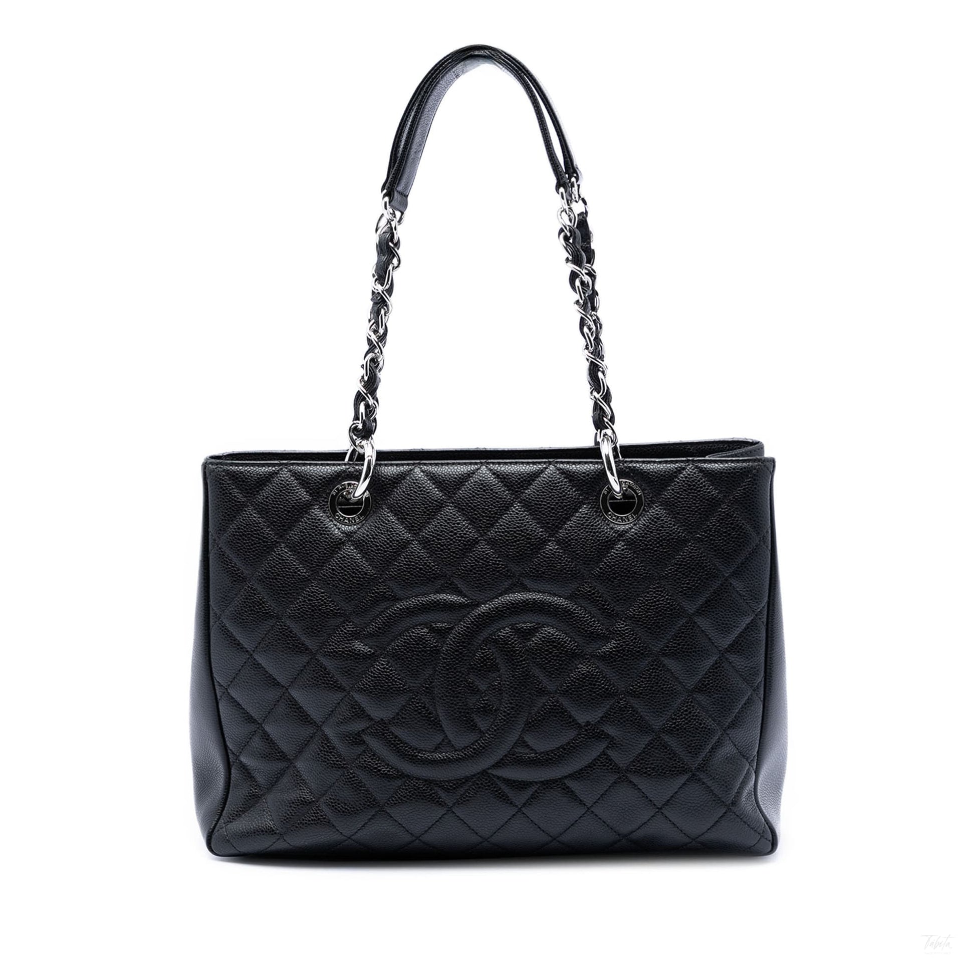 Second hand Chanel GST Quilted Caviar Leather Shopper Bag Black - Tabita Bags