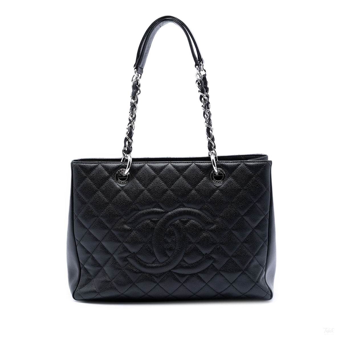 Second hand Chanel GST Quilted Caviar Leather Shopper Bag Black - Tabita Bags