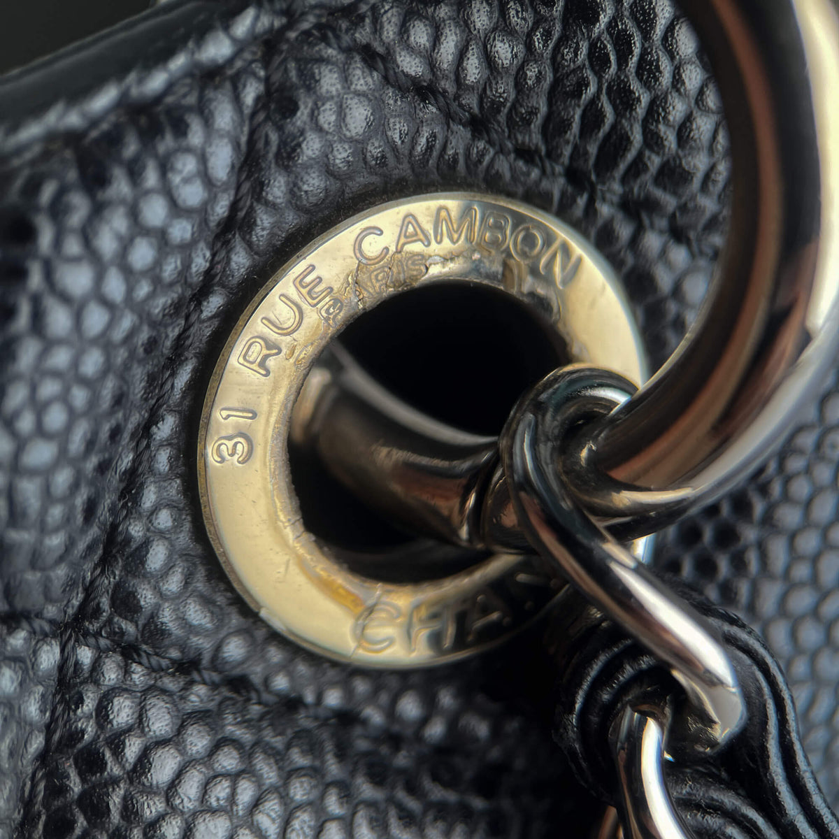 Second hand Chanel GST Quilted Caviar Leather Shopper Bag Black - Tabita Bags