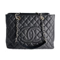 Second hand Chanel GST Quilted Caviar Leather Shopper Bag Black - Tabita Bags