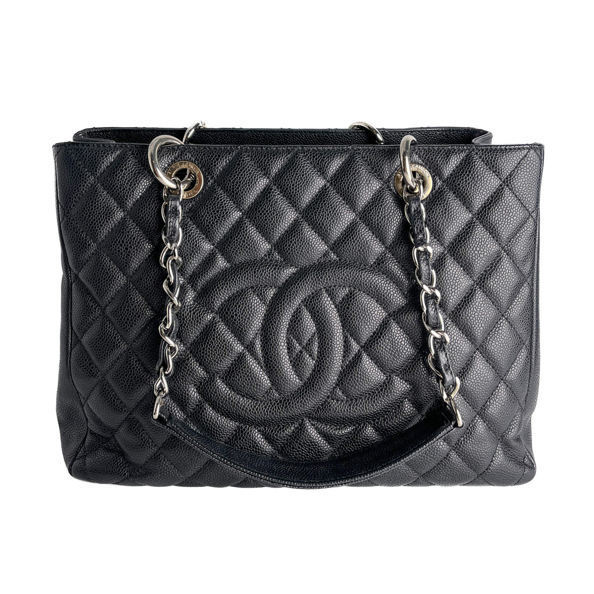 Second hand Chanel GST Quilted Caviar Leather Shopper Bag Black - Tabita Bags