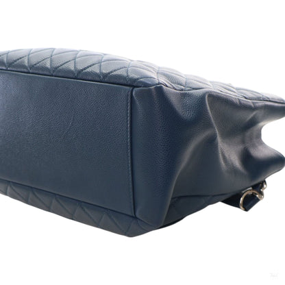 Second hand Chanel GST Quilted Caviar Leather Shopper Bag Blue - Tabita Bags