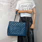 Second hand Chanel GST Quilted Caviar Leather Shopper Bag Blue - Tabita Bags