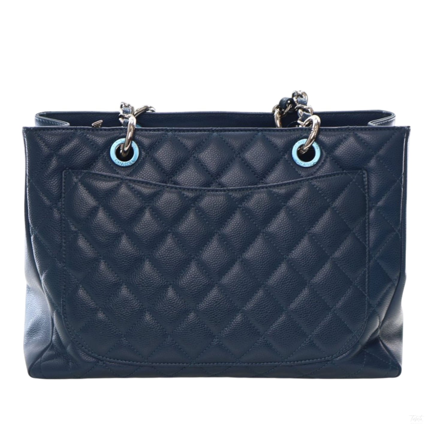 Second hand Chanel GST Quilted Caviar Leather Shopper Bag Blue - Tabita Bags