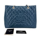 Second hand Chanel GST Quilted Caviar Leather Shopper Bag Blue - Tabita Bags