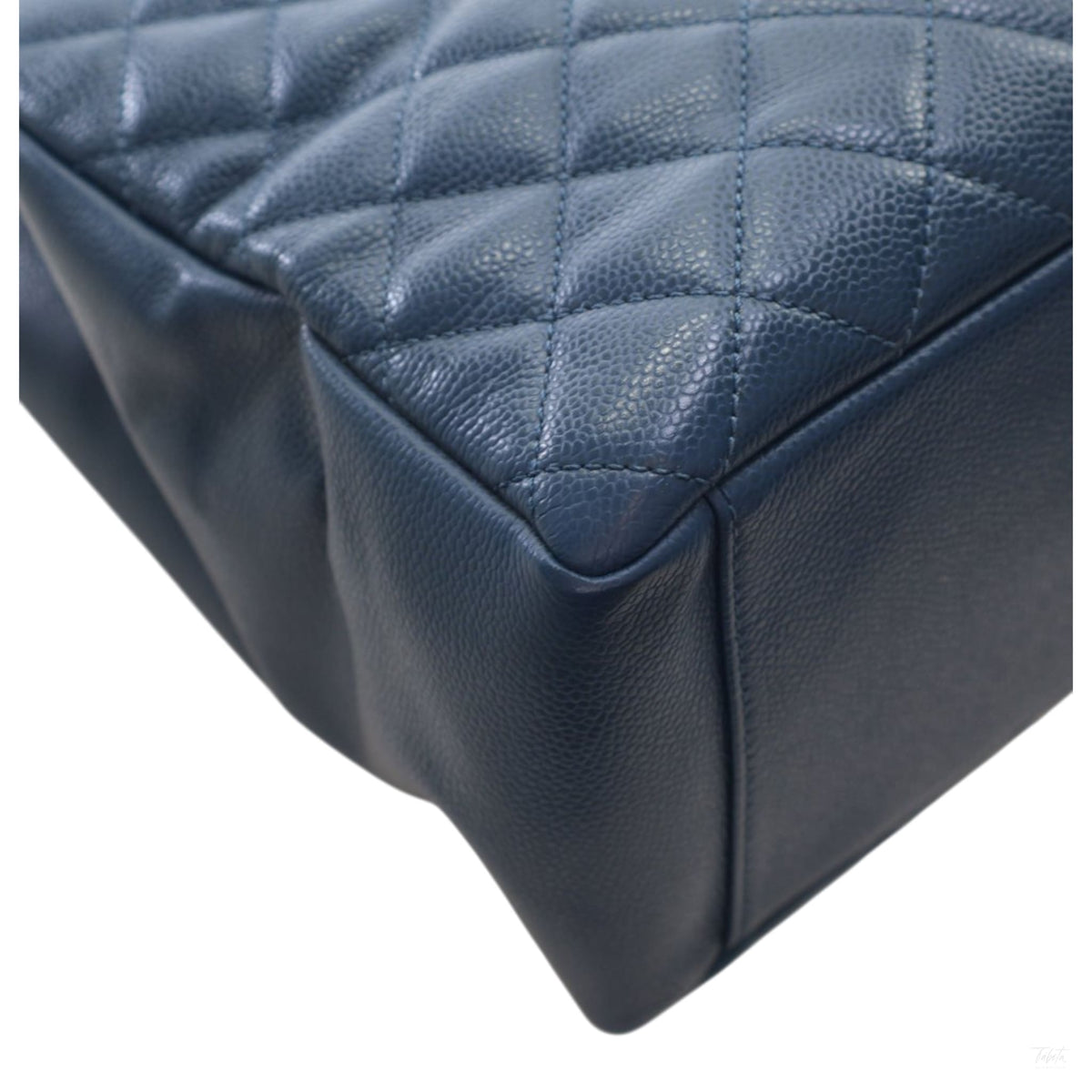 Second hand Chanel GST Quilted Caviar Leather Shopper Bag Blue - Tabita Bags