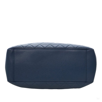 Second hand Chanel GST Quilted Caviar Leather Shopper Bag Blue - Tabita Bags