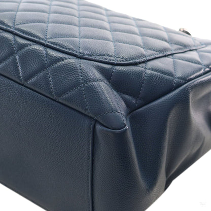Second hand Chanel GST Quilted Caviar Leather Shopper Bag Blue - Tabita Bags
