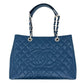 Second hand Chanel GST Quilted Caviar Leather Shopper Bag Blue - Tabita Bags