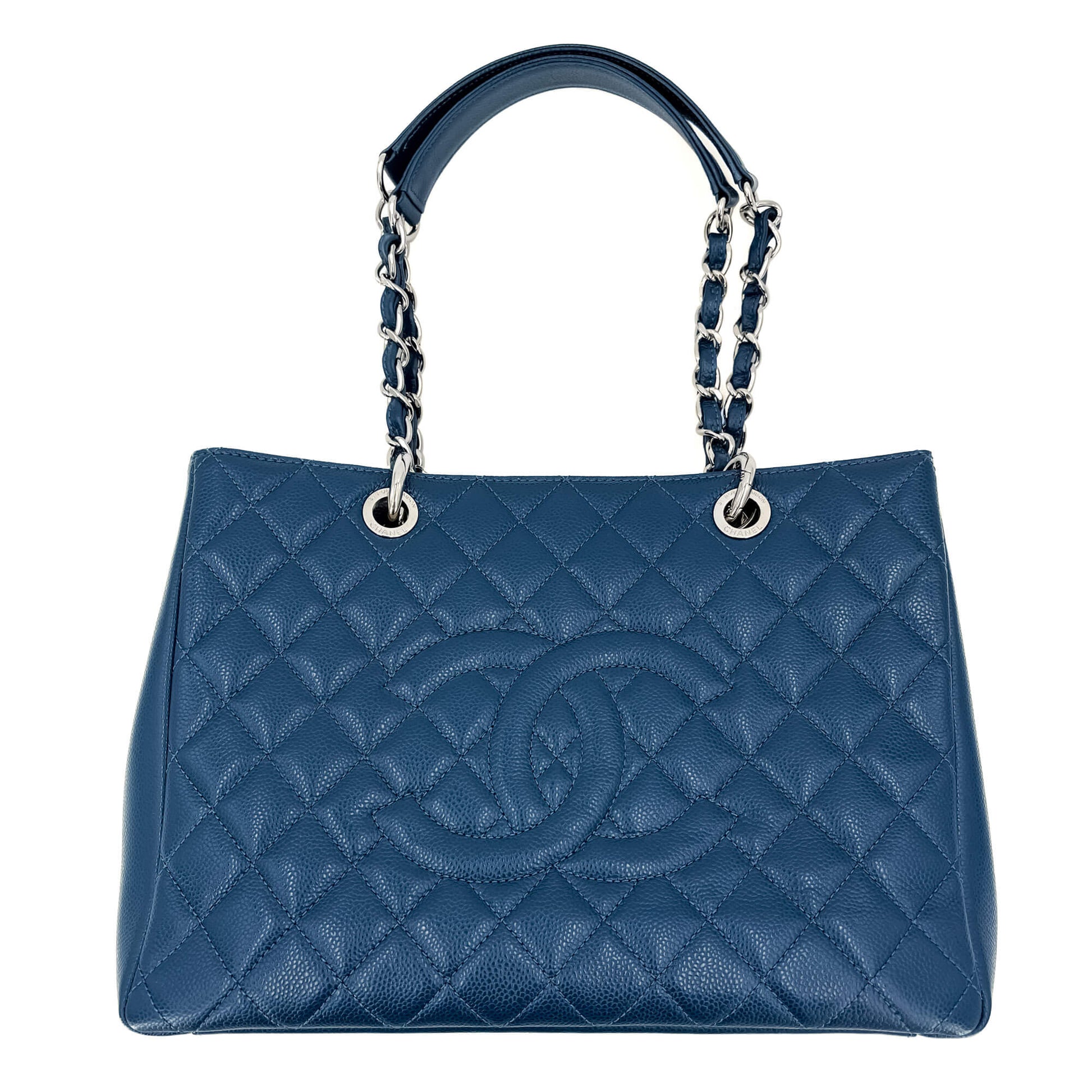 GST Gesteppt Caviar Leder Shopper Tasche Blau - Main Image