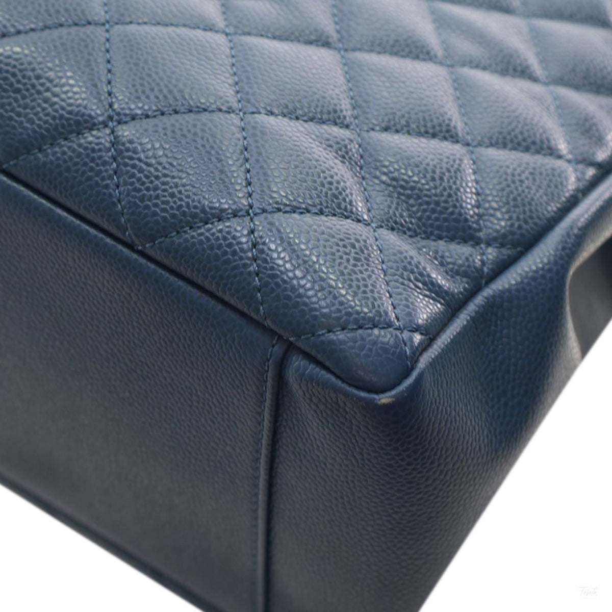 Second hand Chanel GST Quilted Caviar Leather Shopper Bag Blue - Tabita Bags
