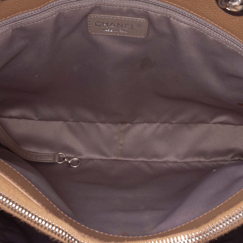 Second hand Chanel GST Quilted Caviar Leather Shopper Bag Brown - Tabita Bags