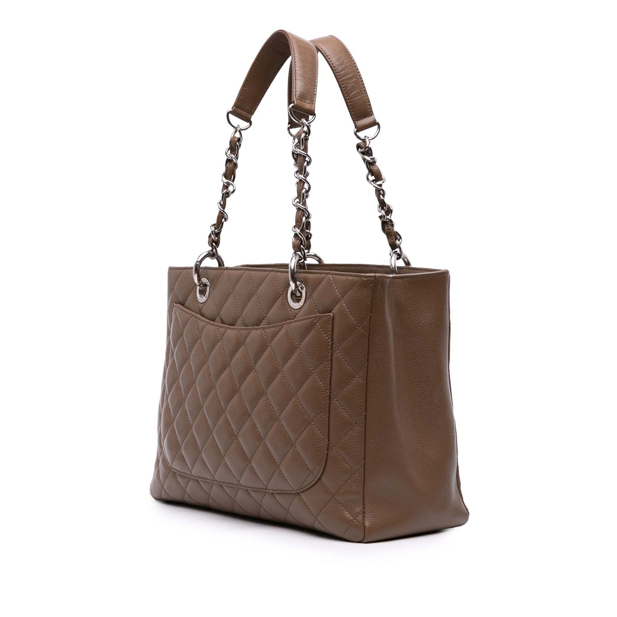 Second hand Chanel GST Quilted Caviar Leather Shopper Bag Brown - Tabita Bags