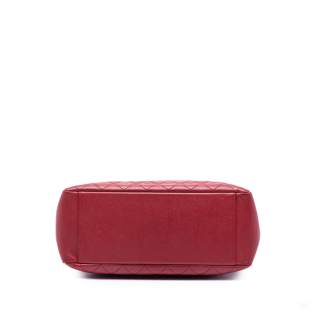 Second hand Chanel GST Quilted Caviar Leather Shopper Bag Red - Tabita Bags