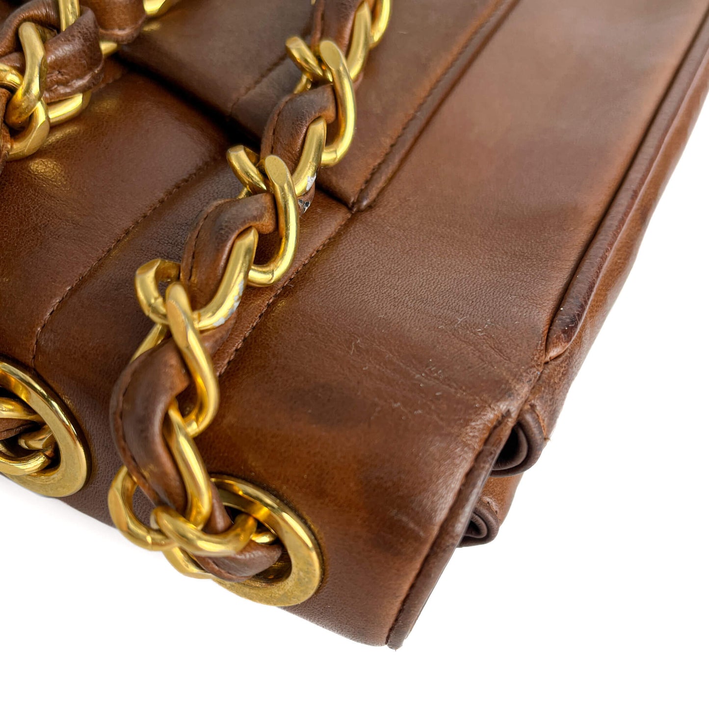 Second hand Chanel Mademoiselle Classic Flap Jumbo Lambskin Leather Shoulder Bag Brown - Tabita Bags