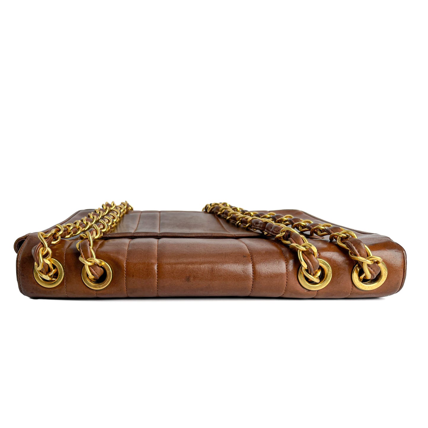 Second hand Chanel Mademoiselle Classic Flap Jumbo Lambskin Leather Shoulder Bag Brown - Tabita Bags