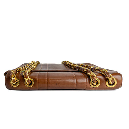 Second hand Chanel Mademoiselle Classic Flap Jumbo Lambskin Leather Shoulder Bag Brown - Tabita Bags