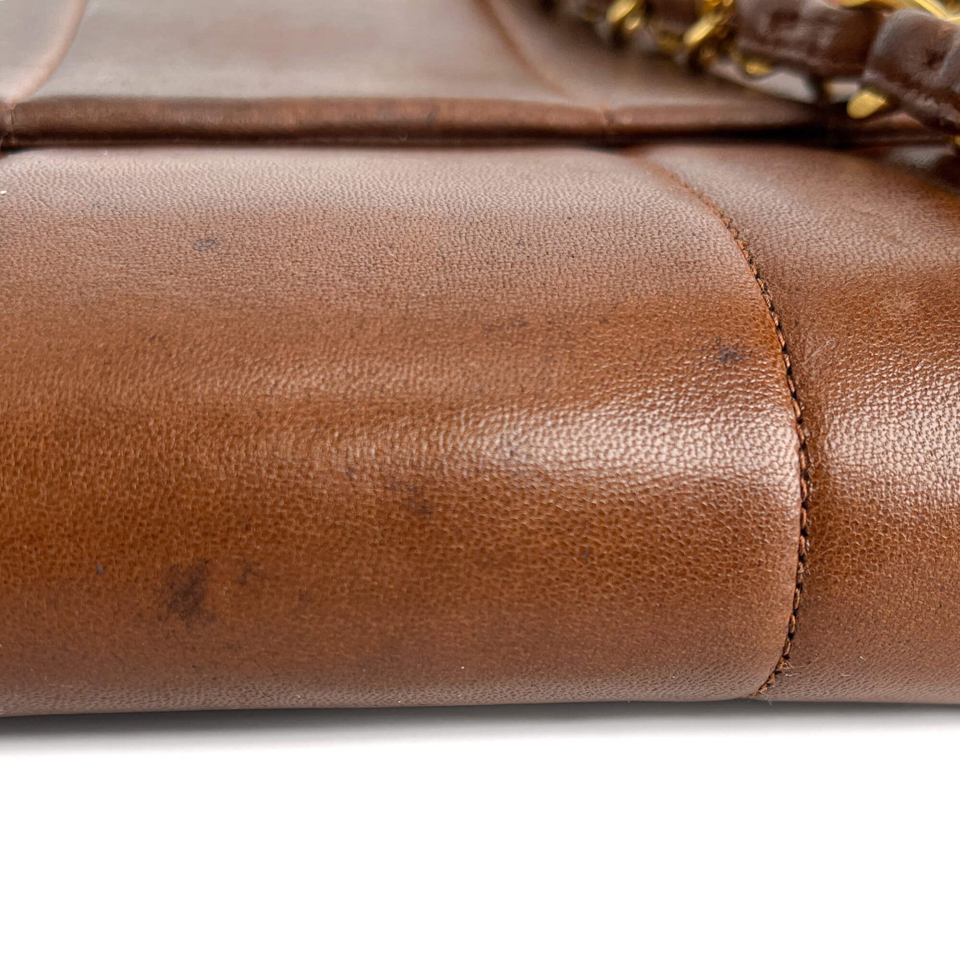 Second hand Chanel Mademoiselle Classic Flap Jumbo Lambskin Leather Shoulder Bag Brown - Tabita Bags