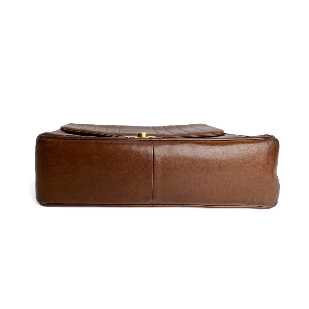 Second hand Chanel Mademoiselle Classic Flap Jumbo Lambskin Leather Shoulder Bag Brown - Tabita Bags