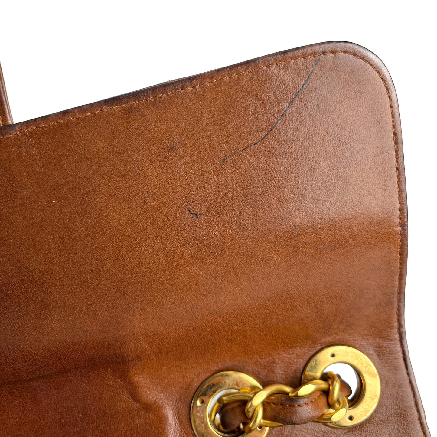 Second hand Chanel Mademoiselle Classic Flap Jumbo Lambskin Leather Shoulder Bag Brown - Tabita Bags