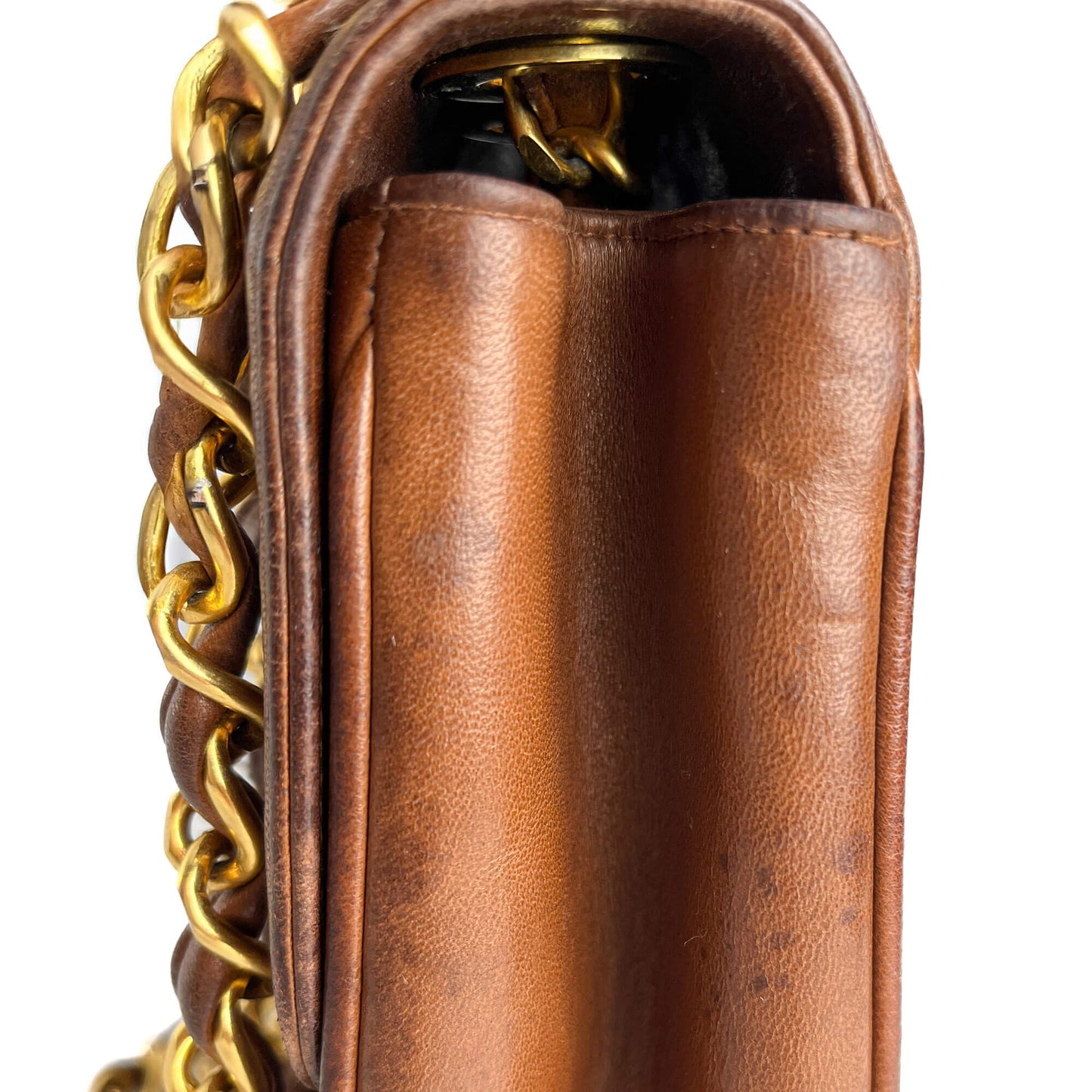 Second hand Chanel Mademoiselle Classic Flap Jumbo Lambskin Leather Shoulder Bag Brown - Tabita Bags