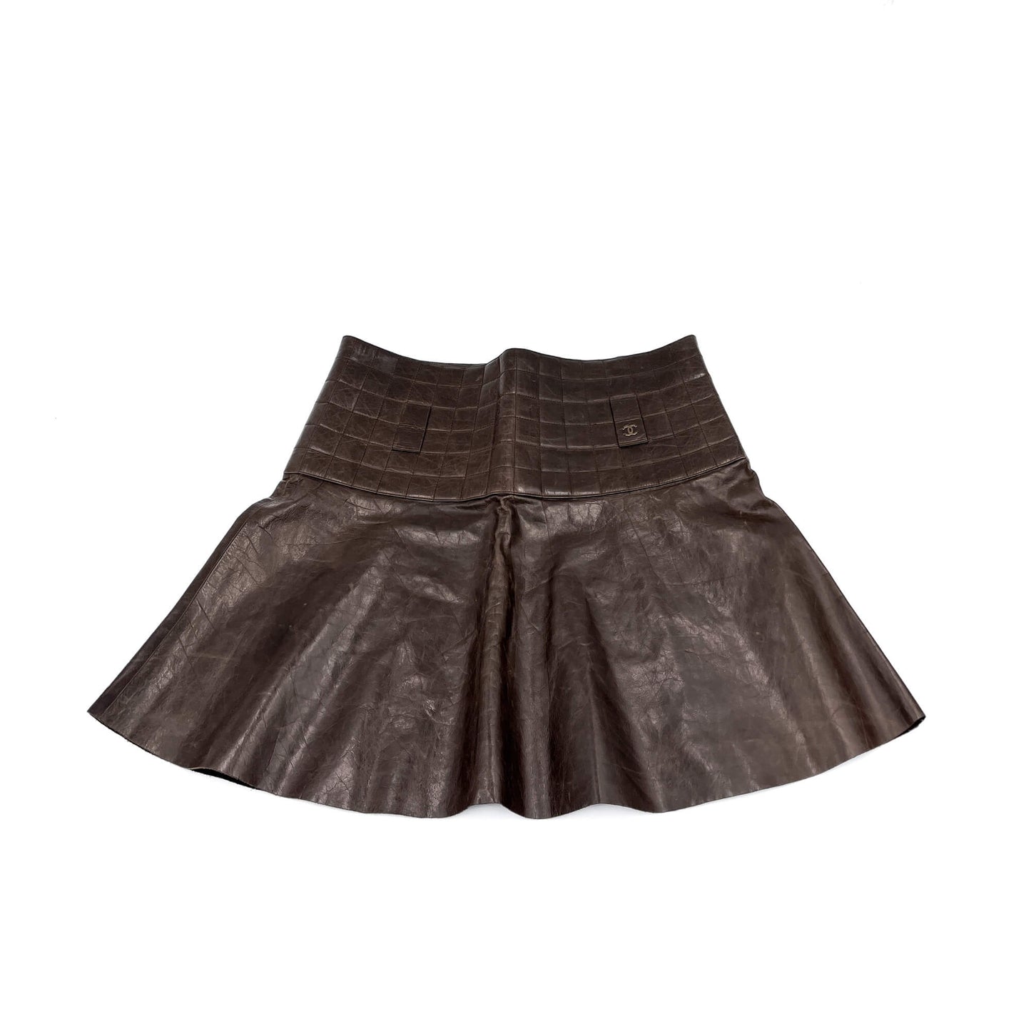 Second hand Chanel Mini Leather Skirt Brown - Tabita Bags