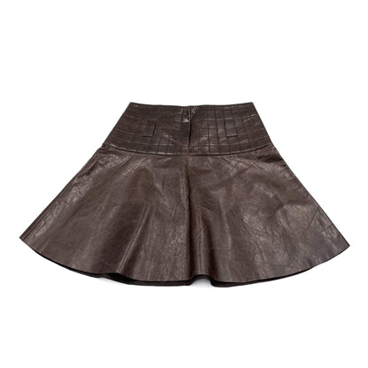 Second hand Chanel Mini Leather Skirt Brown - Tabita Bags