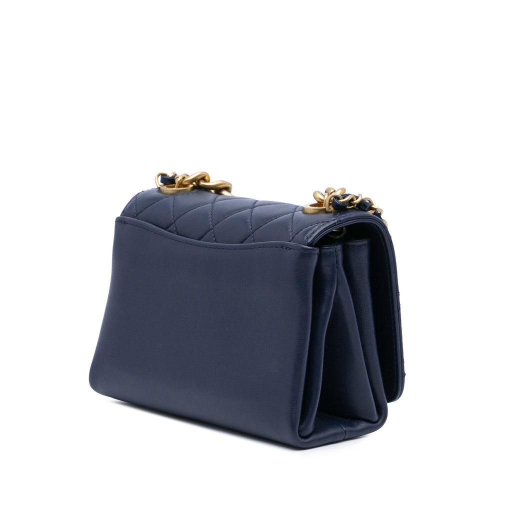 Second hand Chanel Pearl Jewel Quilted Calfskin Leather Flap Crossbody Blue - Tabita Bags