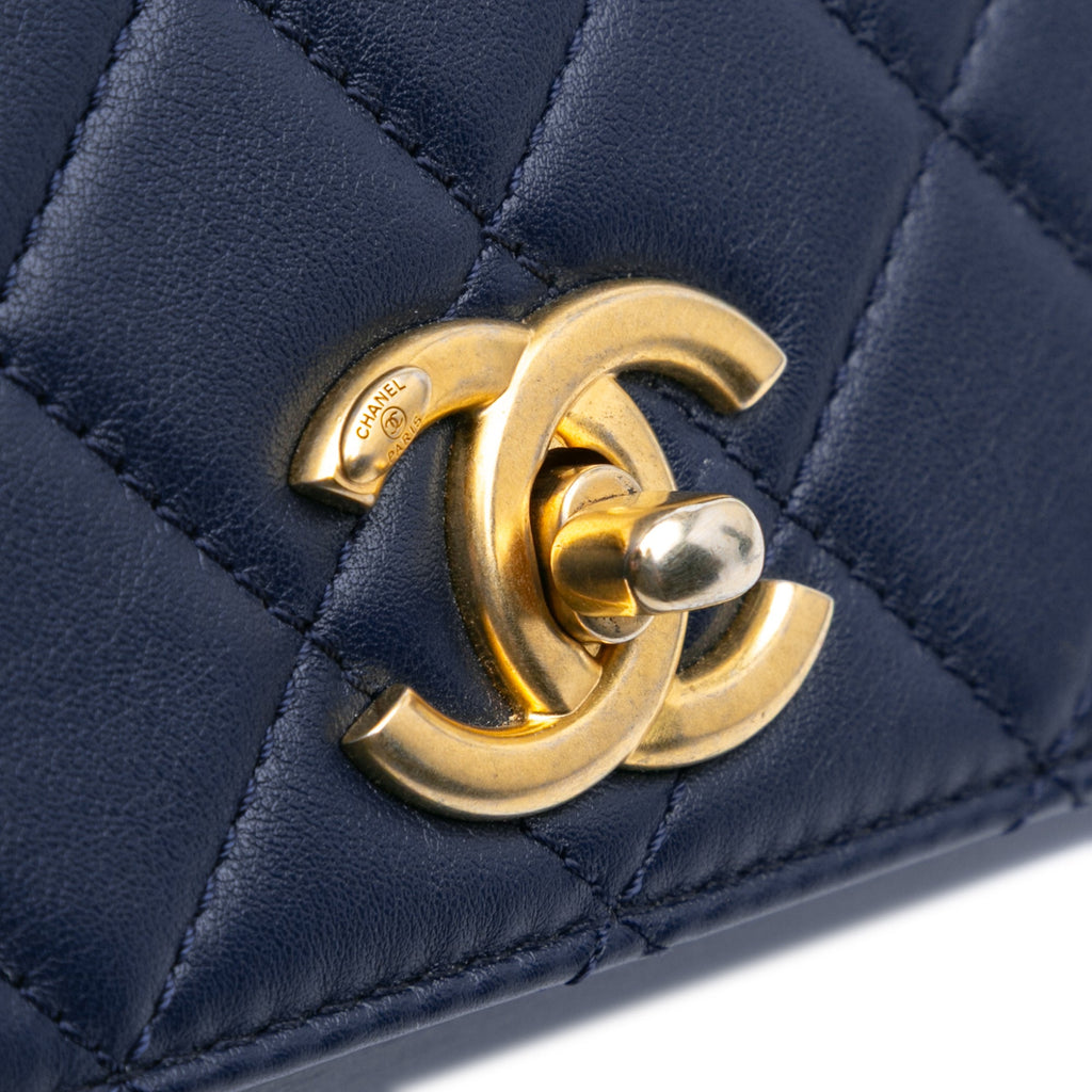 Second hand Chanel Pearl Jewel Quilted Calfskin Leather Flap Crossbody Blue - Tabita Bags
