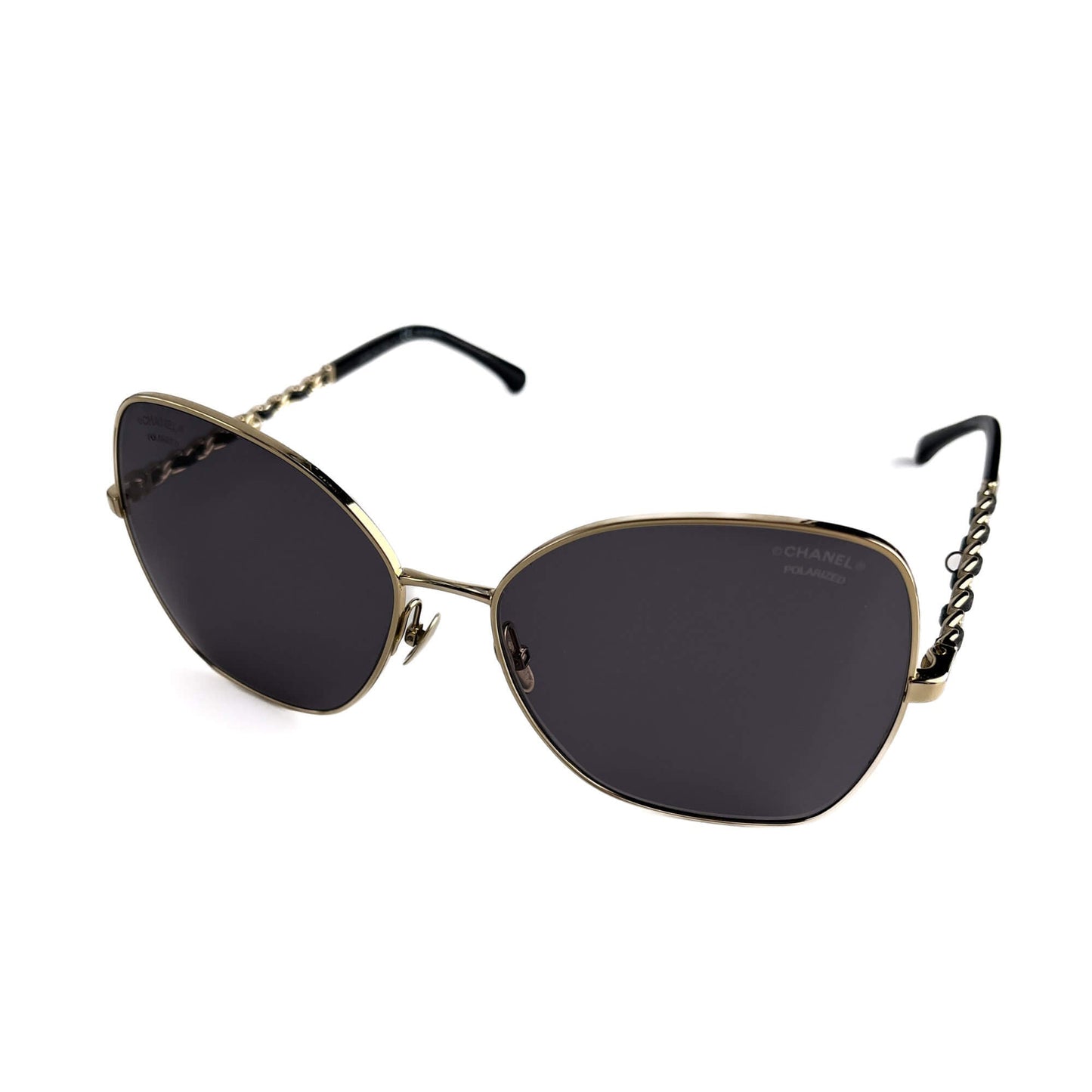 Second hand Chanel Pilot Acetate and Calfskin Quilted Square Sunglasses Black - Tabita Bags