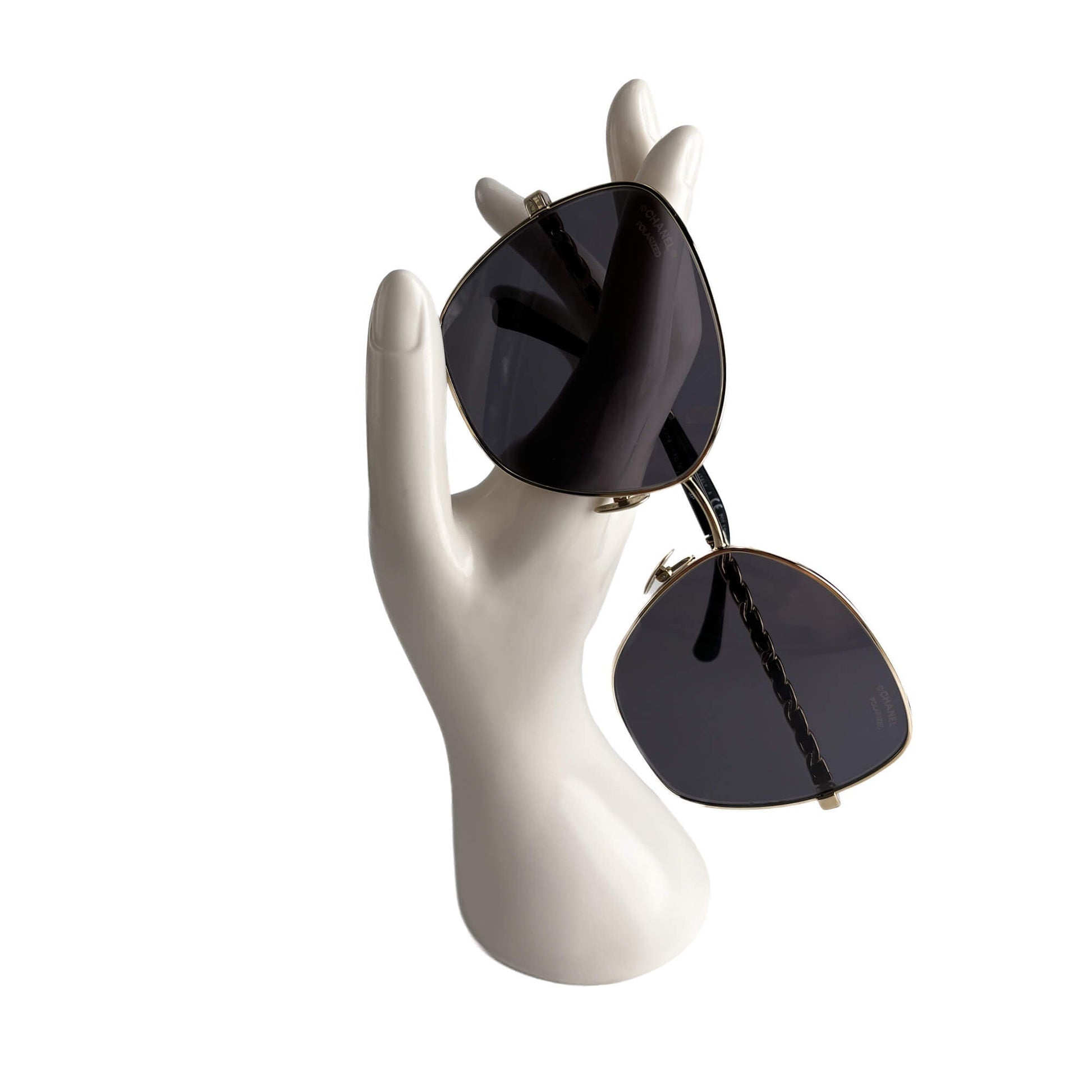 Second hand Chanel Pilot Acetate and Calfskin Quilted Square Sunglasses Black - Tabita Bags