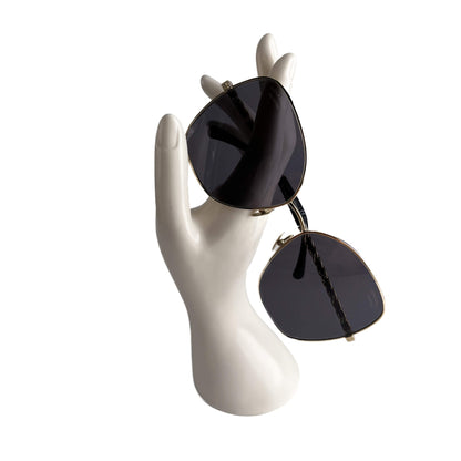 Second hand Chanel Pilot Acetate and Calfskin Quilted Square Sunglasses Black - Tabita Bags