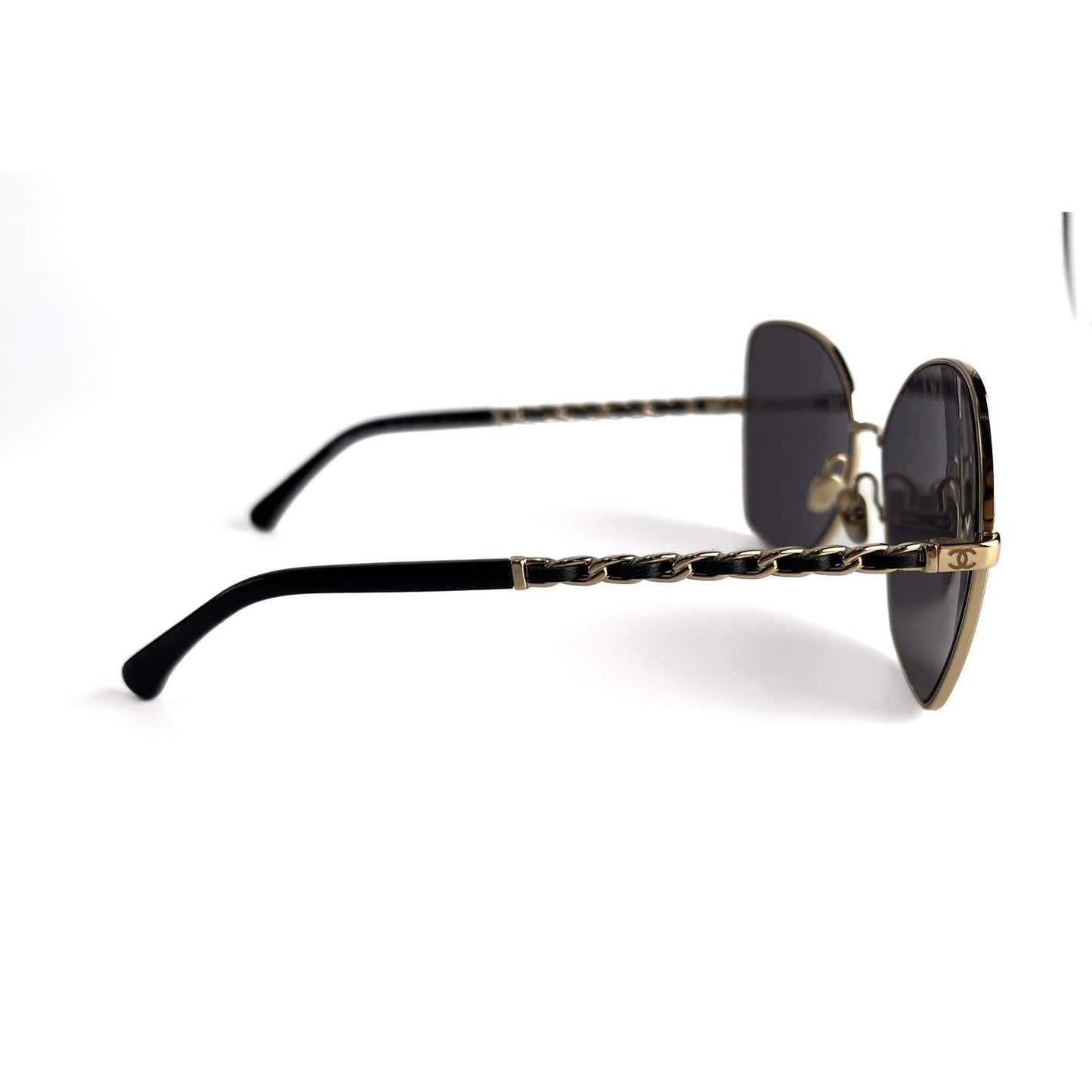 Second hand Chanel Pilot Acetate and Calfskin Quilted Square Sunglasses Black - Tabita Bags