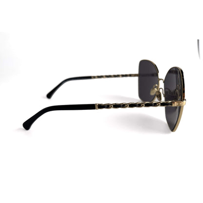 Second hand Chanel Pilot Acetate and Calfskin Quilted Square Sunglasses Black - Tabita Bags