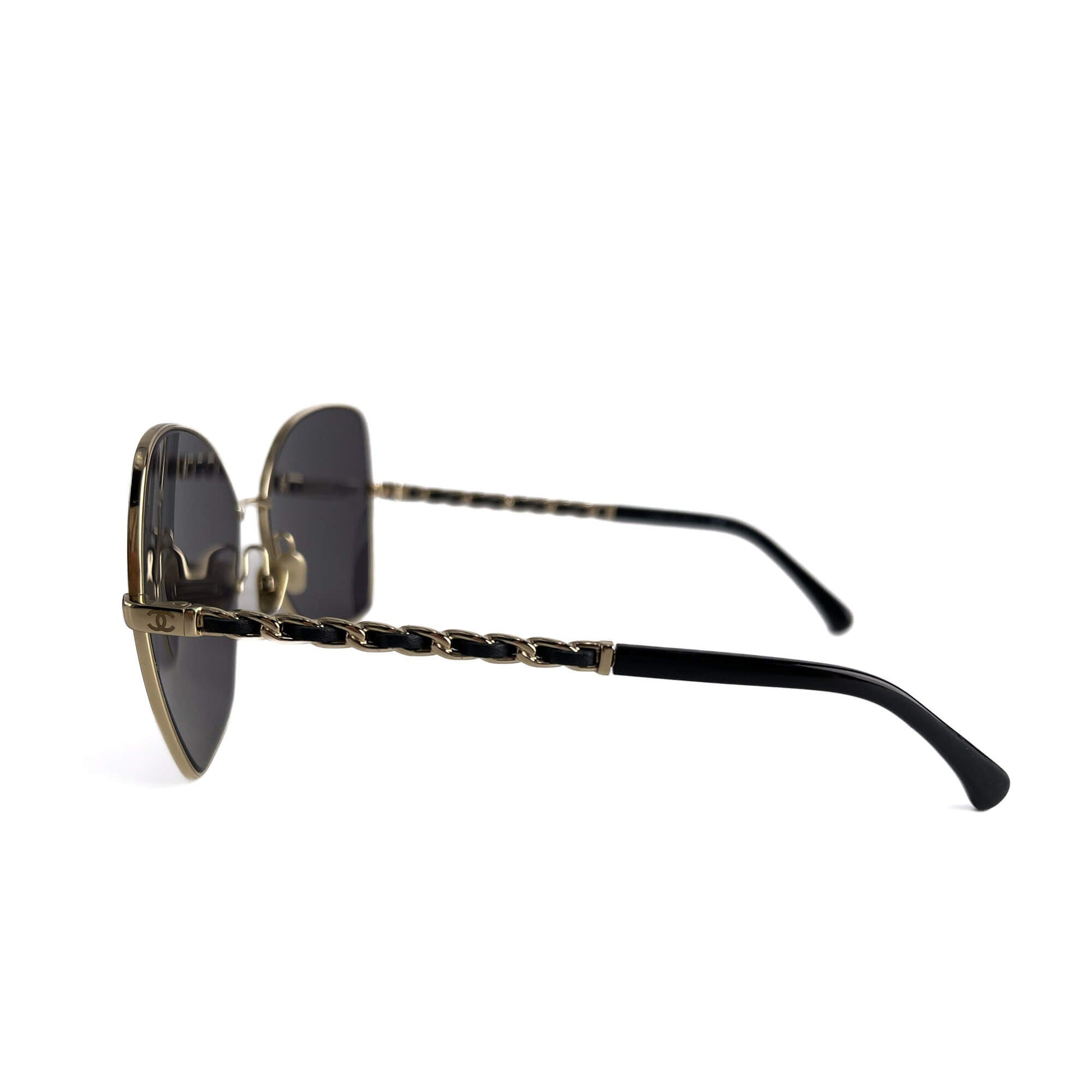 Second hand Chanel Pilot Acetate and Calfskin Quilted Square Sunglasses Black - Tabita Bags