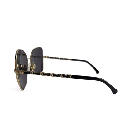 Second hand Chanel Pilot Acetate and Calfskin Quilted Square Sunglasses Black - Tabita Bags