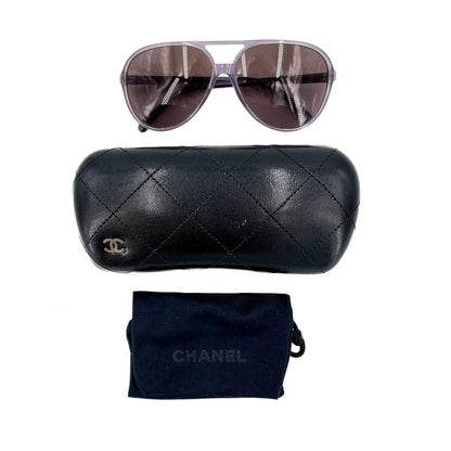 Second hand Chanel Pilot Acetate Sunglasses Purple - Tabita Bags