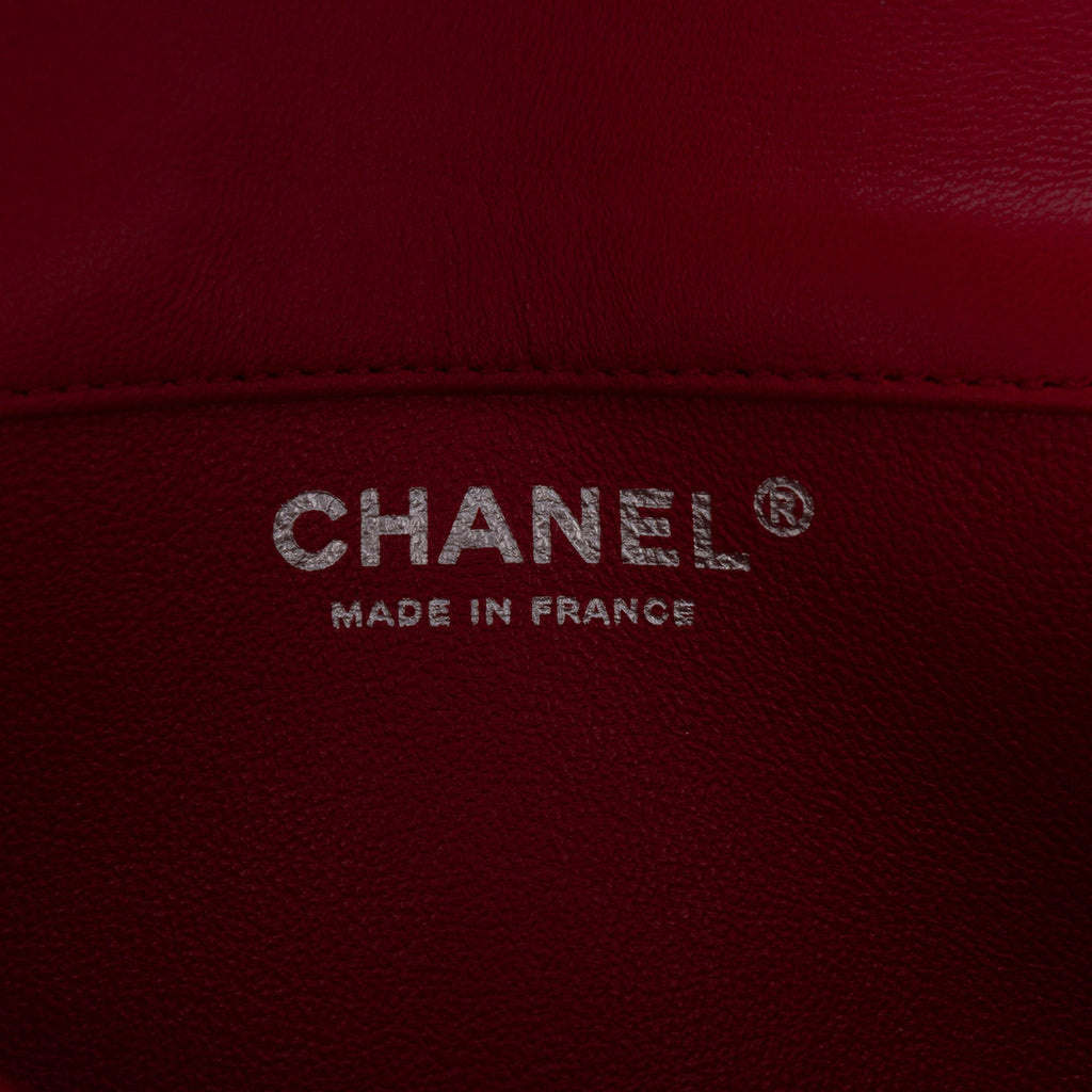 Second hand Chanel Rectangular Classic Single Flap Extra Mini Lambskin Leather Matelassè Shoulder Bag Red - Tabita Bags